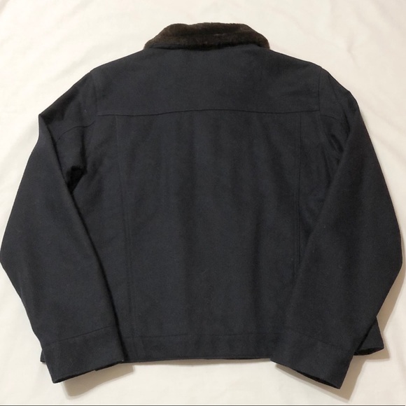 NWT - Gap Women’s Navy Wool Jacket w/Fur Collar- L - Picture 8 of 13